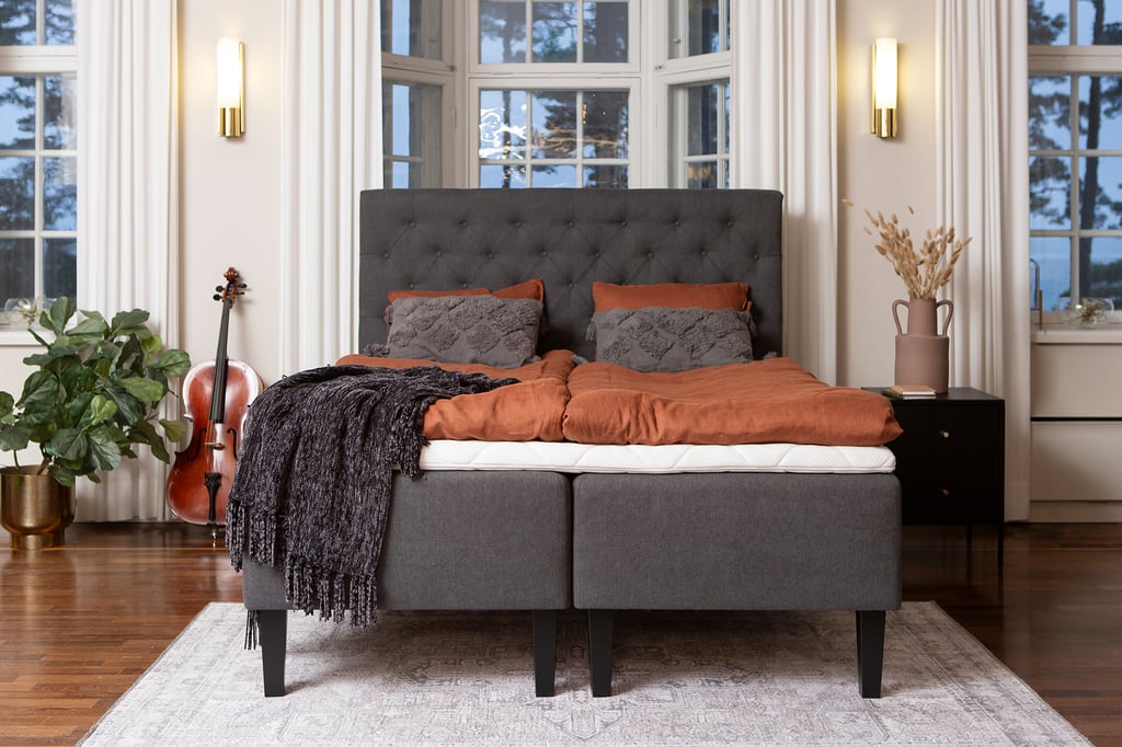 Moon Gold runkopatjasetti 180x200 pocket, antrasiitti: Tyylikäs 180 cm leveä runkopatja, jossa mukautuva pocket-jousitus. Sopii moderniin makuuhuoneeseen ja tarjoaa erinomaisen nukkumismukavuuden.