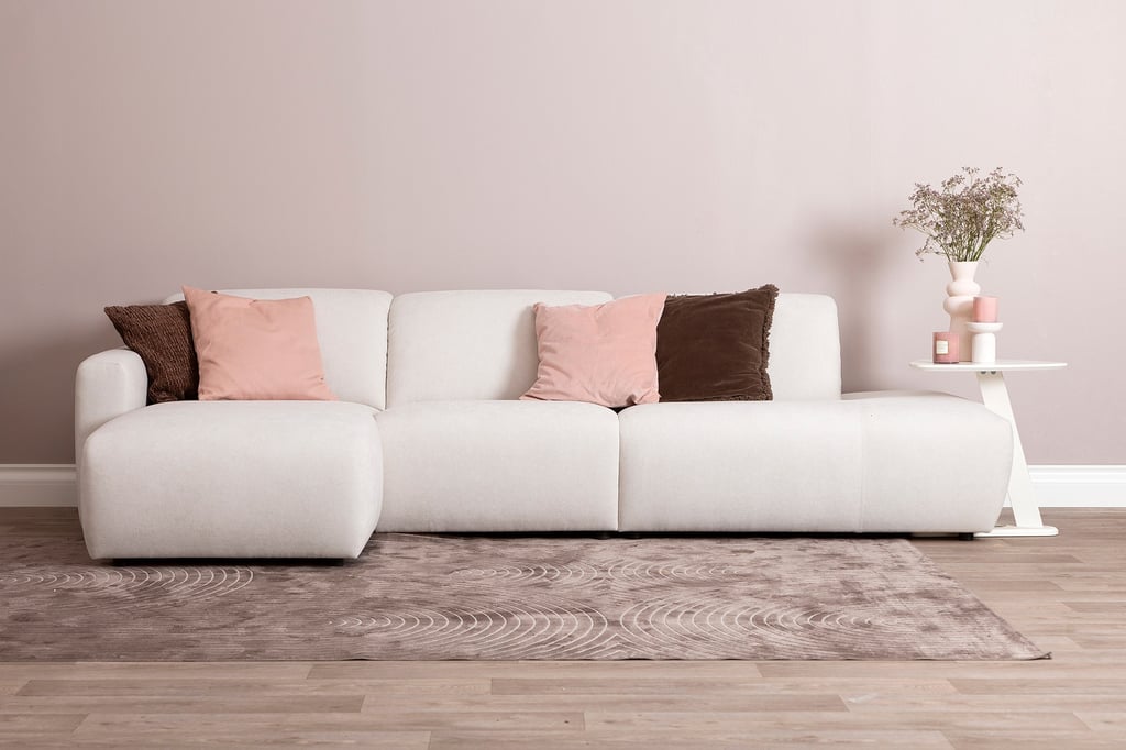 Basel 3-istuttava divaanisohva avopäädyllä oikea, beige