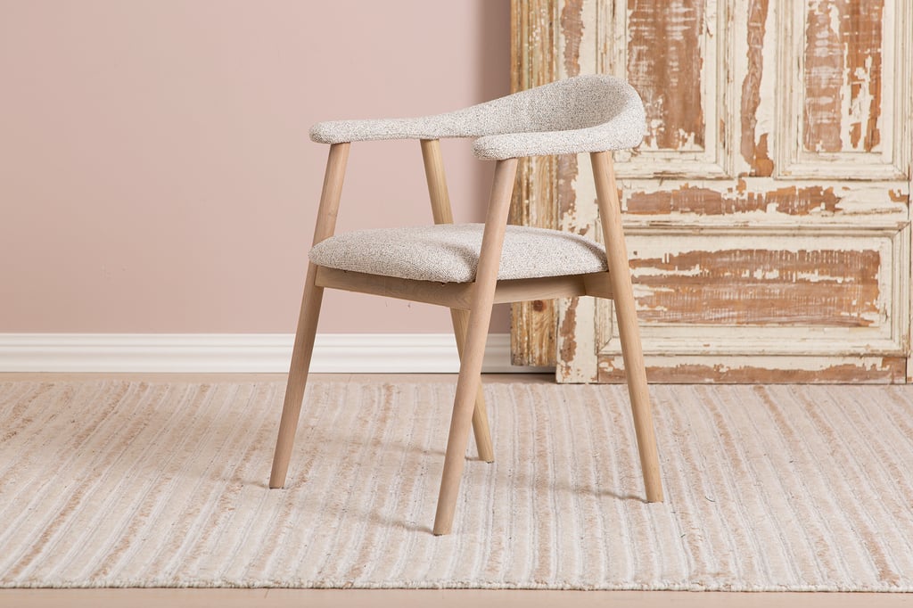 Nicola ruokatuoli, valkolakattu tammi / beige kangas