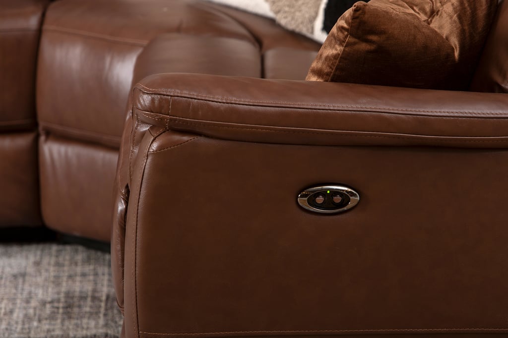 Loungea Colorado recliner-kulmasohva 3K2/2K3, ruskea nahka/keinonahka