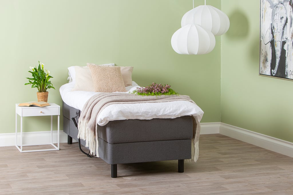 Unelle 300 moottorisänky pocket 5-vyöh. 90x200cm, Fano 93 tummanharmaa, sis. jalat 60031mu