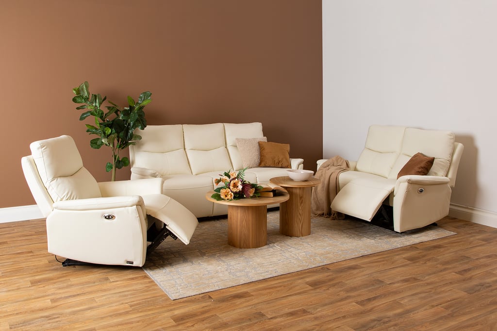Loungea Padova sohvaryhmä 3+2+1, valkoinen nahka/pvc