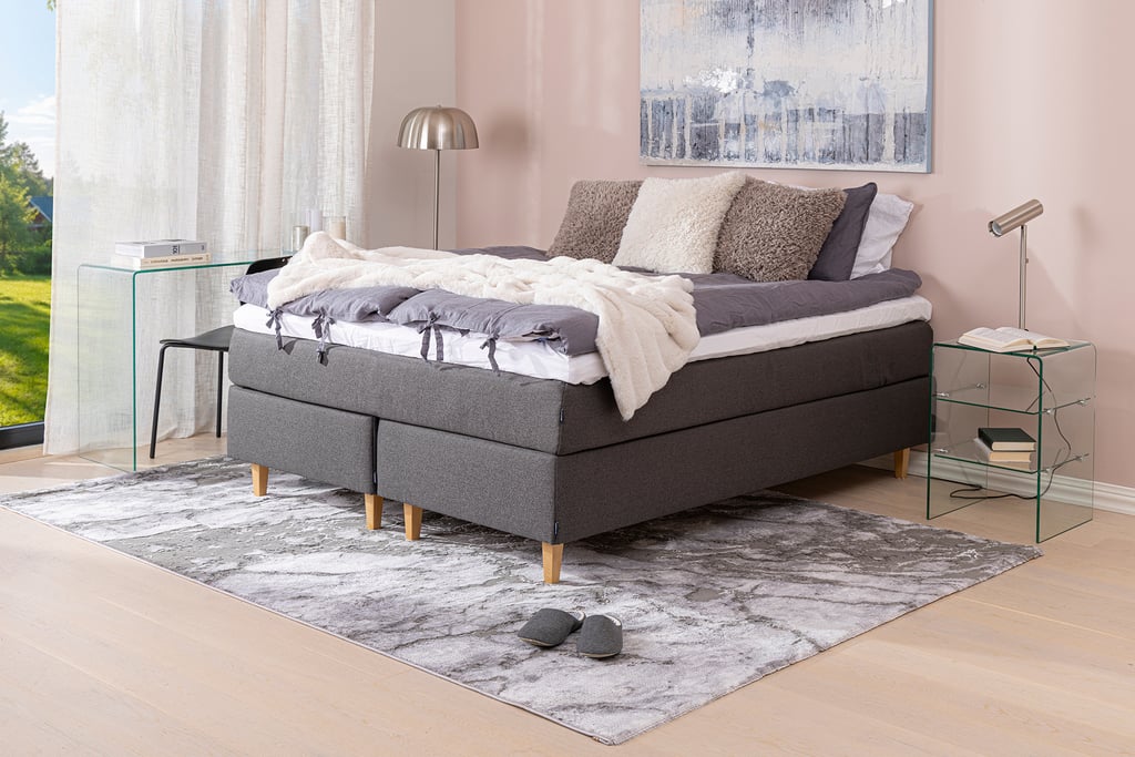 Unelle 400 jenkkisänky 160x200cm, Pocket hard/hard, tummanharmaa (sis. Relax-petauspatja ja jalat)