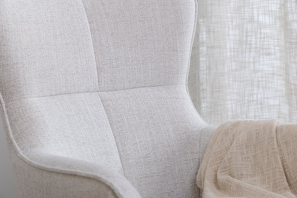 N&L Lisbet lepotuoli & rahi, beige verhoilu, natural tammen värinen runko