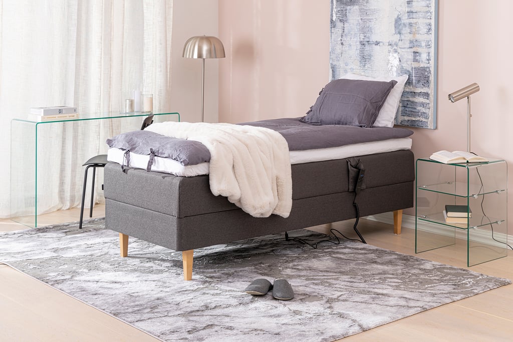 Unelle 400 moottorisänky 80x200cm, Pocket hard, tummanharmaa (sis. Relax-petauspatja ja jalat)