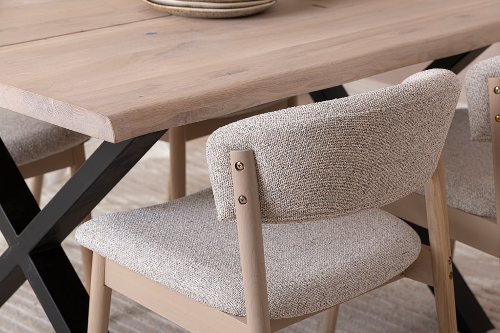 Niela & Estelle ruokailuryhmä neljälle 140x95, valkolakattu tammi, x-jalat