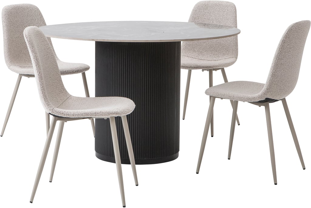 Kalida & Maria ruokailuryhmä pyöreä 120cm neljälle, musta/beige