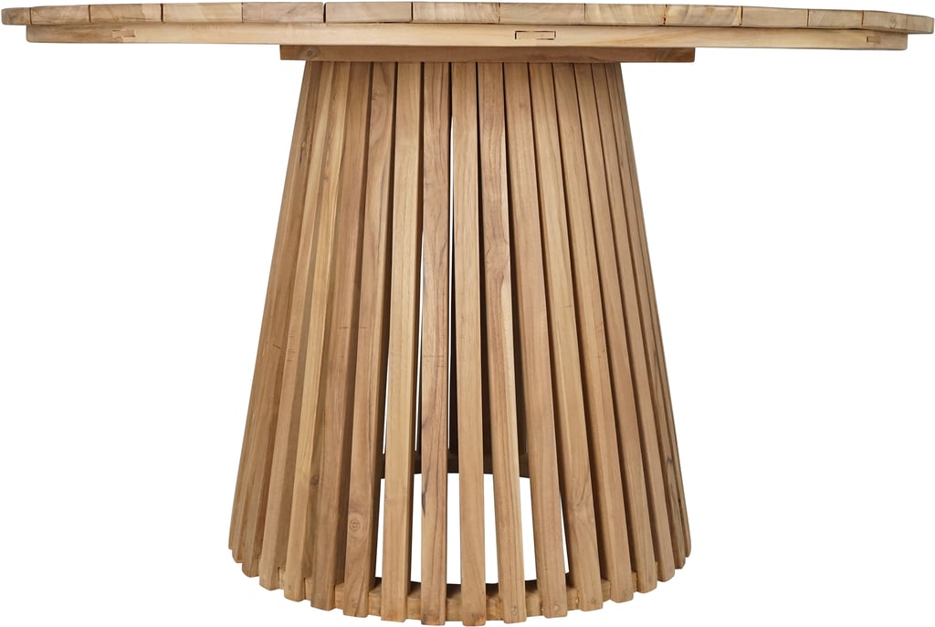 Deco ruokapöytä pyöreä 120cm natural tiikki: Tyylikäs pyöreä ruokapöytä, 120 cm, luonnonväristä tiikkipuuta. Sopii täydellisesti terassille, parvekkeelle tai puutarhaan. Kestävä ja kaunis valinta ulkoilmaelämään.