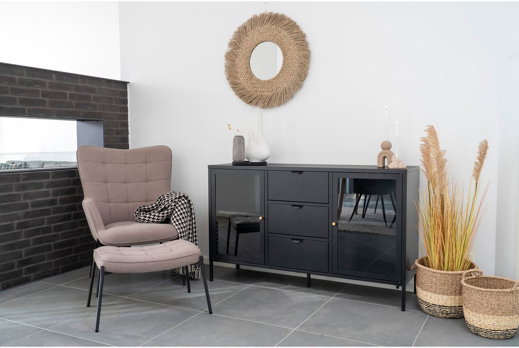 House Nordic Dalby senkki 2-ovea, 3-laatikkoa 140x40x85 cm, musta