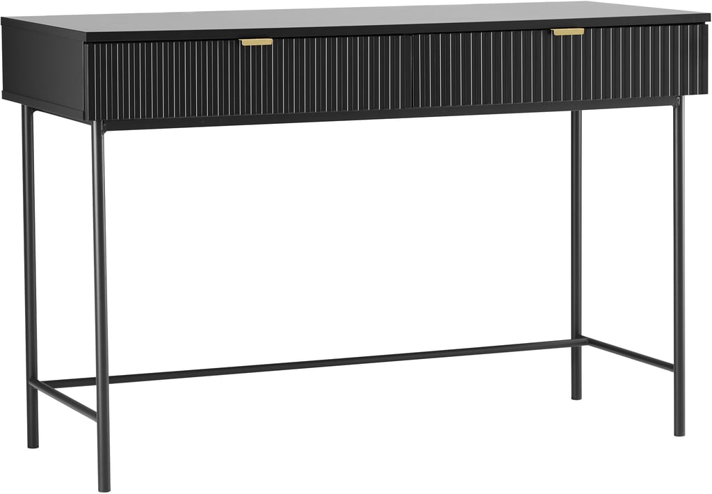 Caisa työpöytä 120x50cm musta: Tyylikäs musta konsolipöytä, täydellinen toimistoon tai työhuoneeseen. Monikäyttöinen säilytysratkaisu, joka vie vähän tilaa.