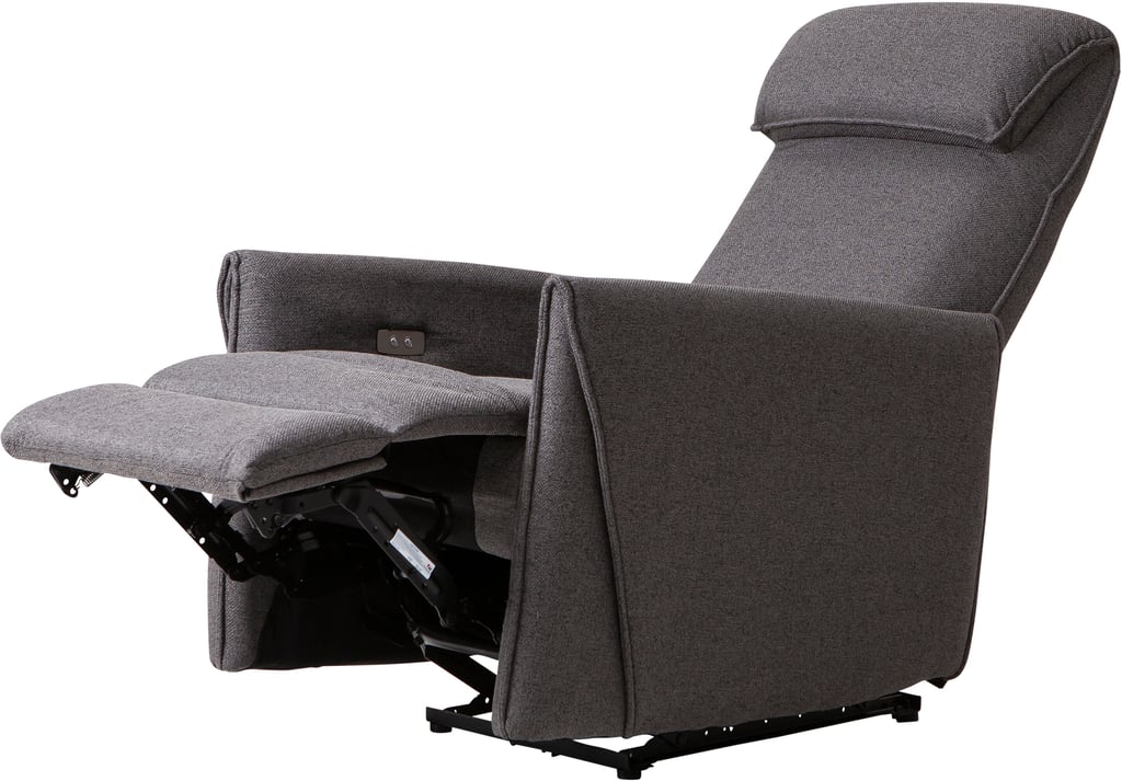 Gabriel lepotuoli sähkömekanismilla vaaleanharmaa: Moderni recliner-nojatuoli sähkömekanismilla, tummanharmaata kangasta. Täydellinen olohuoneeseen rentoutumiseen ja mukavuuteen.