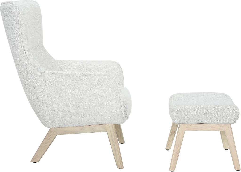 N&L Lisbet lepotuoli & rahi, beige verhoilu, valkovahatun tammen värinen runko