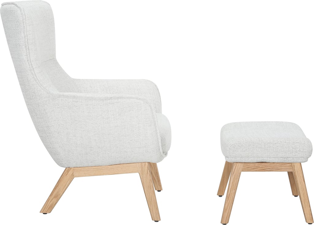 N&L Lisbet lepotuoli & rahi, beige verhoilu, natural tammen värinen runko