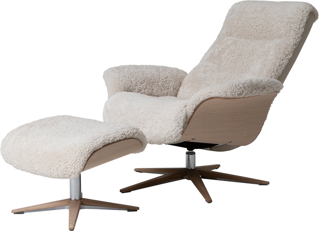 Astra Wood tuoli+rahi, vakiokoko. Oak Sanded, Star-jalka puu B2, alu kirkas Oak Sanded, Sheepskin Moonlight