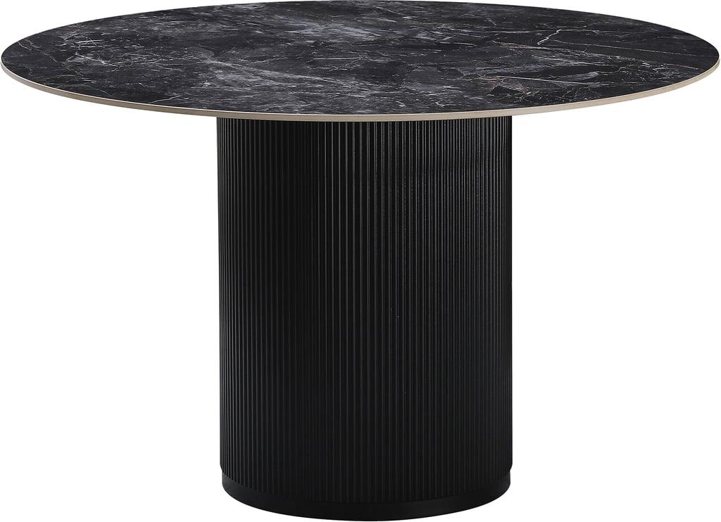 North Collection Kalida ruokapöytä pyöreä 120cm musta: Tyylikäs musta pyöreä ruokapöytä, täydellinen kahdelle tai neljälle. Sopii moderniin ruokailutilaan ja tuo ilmeeseen eleganssia.