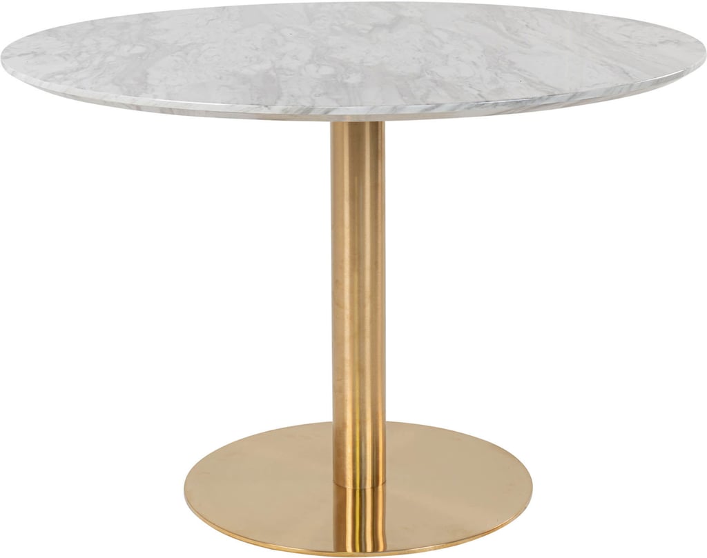House Nordic Bolzano ruokapöytä pyöreä 110cm, harmaa marmorijäljitelmä / messingin värinen jalka