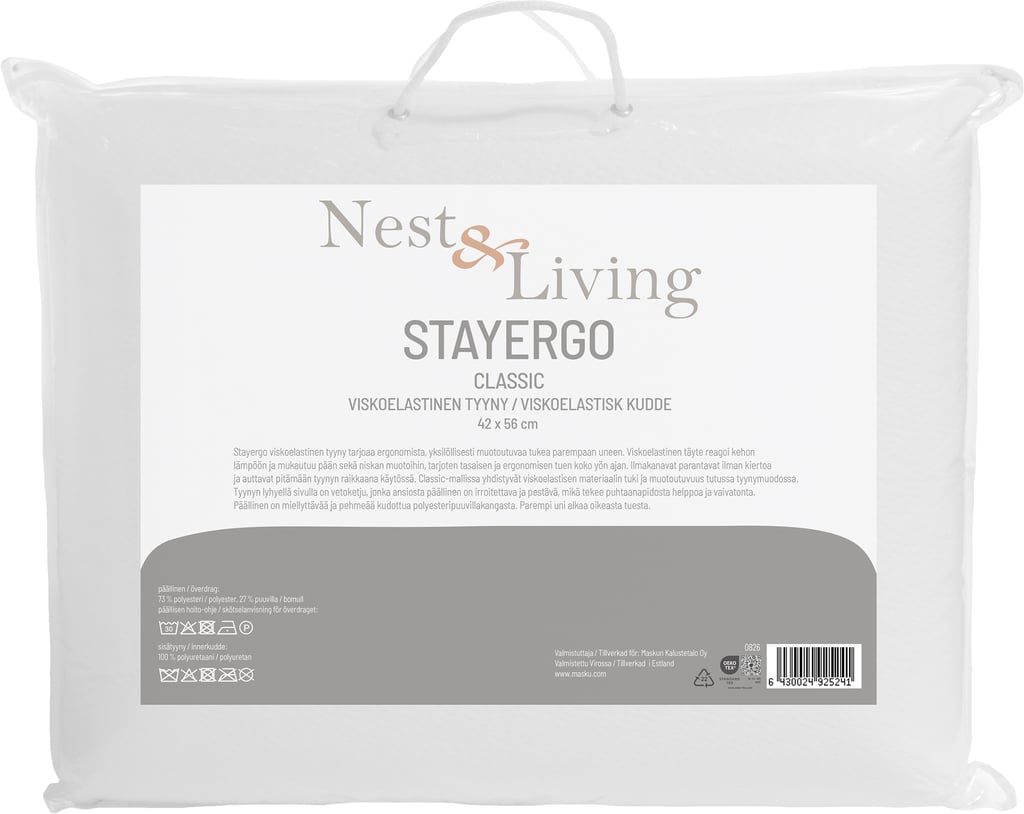 Stayergo Classic viskoelastinen tyyny 42x56 cm