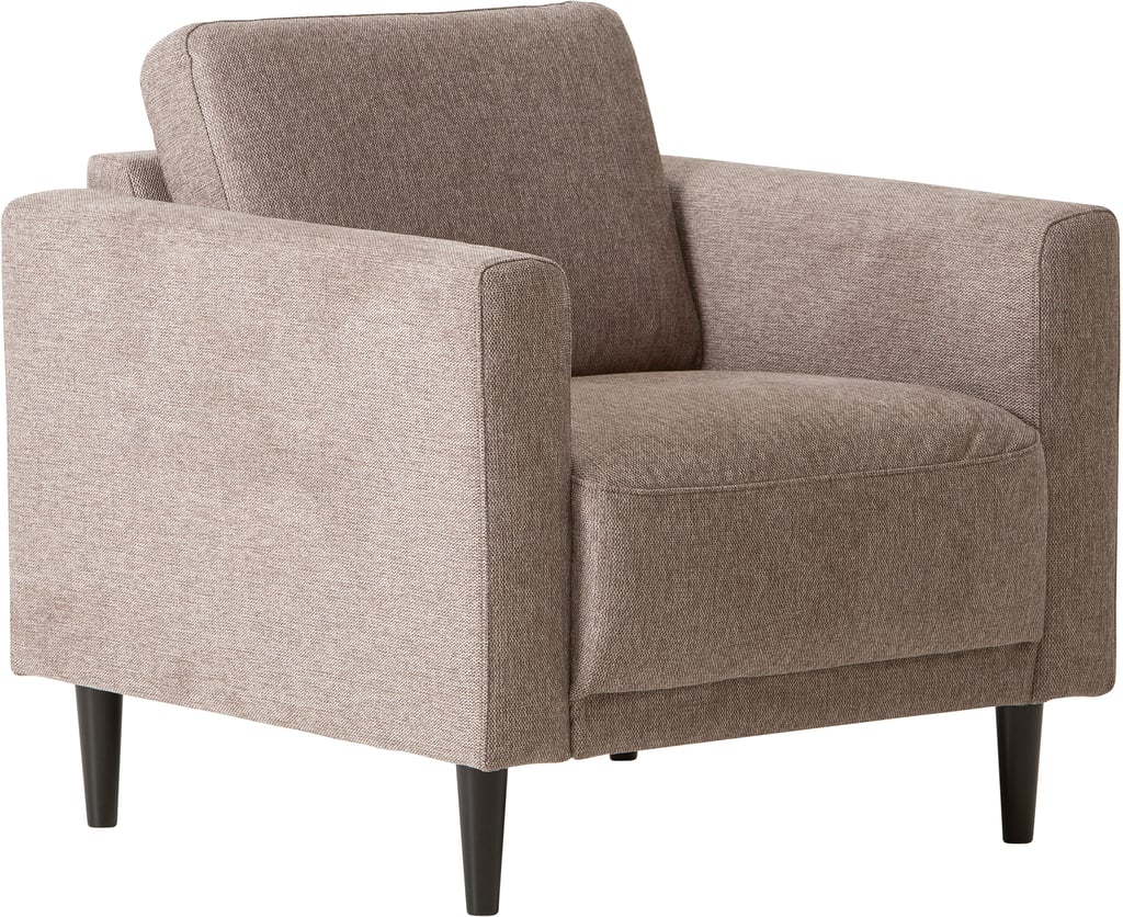 Portland Nojatuoli, beige: Tyylikäs beige nojatuoli, joka tuo mukavuutta olohuoneeseen. Erinomainen valinta rentoutumiseen tai sisustuksen viimeistelyyn.