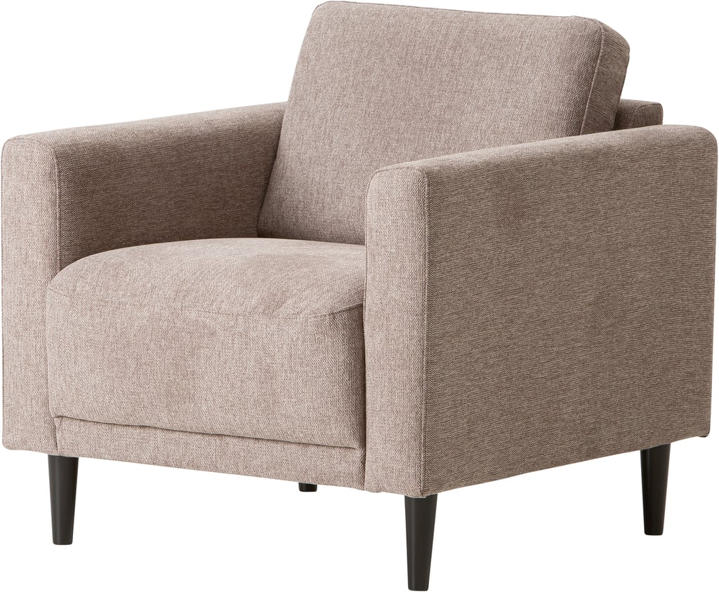 Portland Nojatuoli, beige: Tyylikäs beige nojatuoli Portland, täydellinen olohuoneeseen. Mukava istua, moderni muotoilu, sopii sisustukseen kuin sisustukseen.