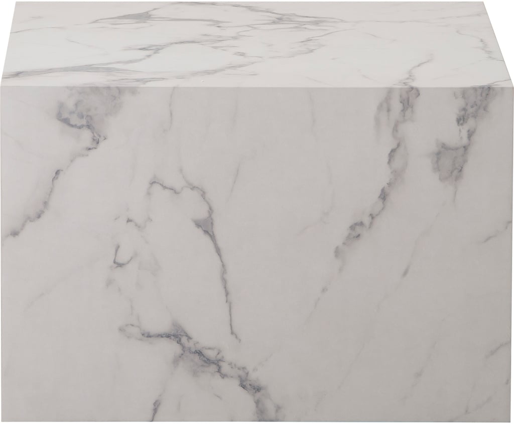 Stone sohvapöytä 80x60x40 cm: Tyylikäs valkoinen marmorijäljitelmäsohvapöytä, 80x60x40 cm. Täydellinen olohuoneen sisustukseen ja säilytykseen, tuo eleganssia ja käytännöllisyyttä.