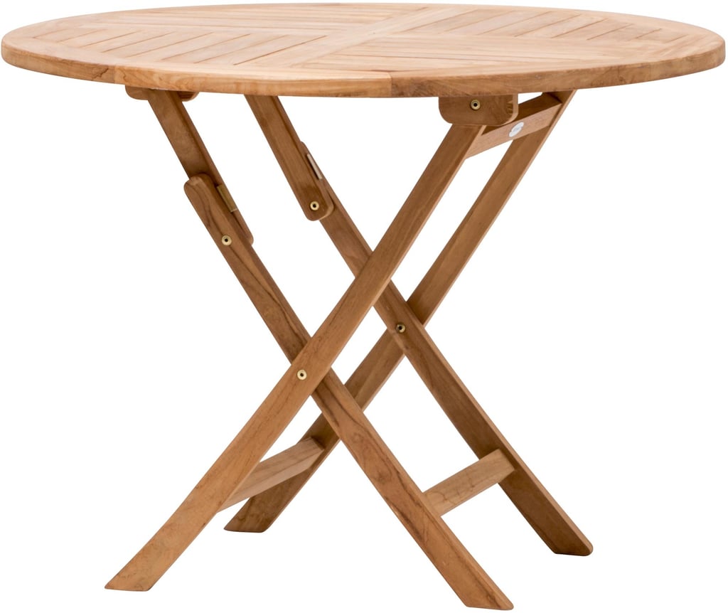 Malibu taittopöytä pyöreä 100cm: Taitettava parvekepöytä, 100 cm teak, täydellinen terassille tai parvekkeelle. Kätevä, tilaa säästävä ratkaisu ulkokalusteisiin.