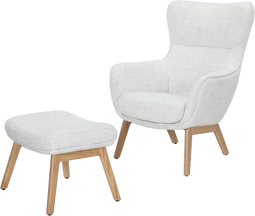 N&L Lisbet lepotuoli & rahi, beige verhoilu, natural tammen värinen runko