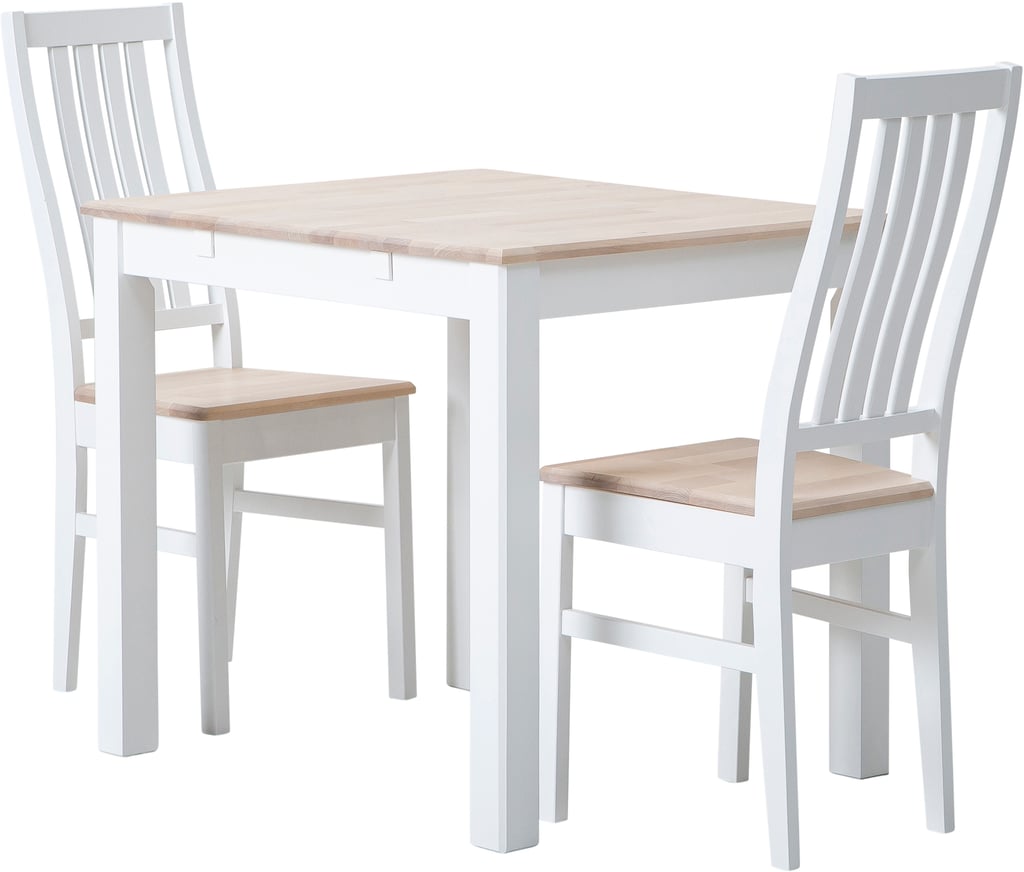 Hovi ruokailuryhmä 70cm kahdelle, valkoinen/valkolakattu koivu, Delux-tuoleilla