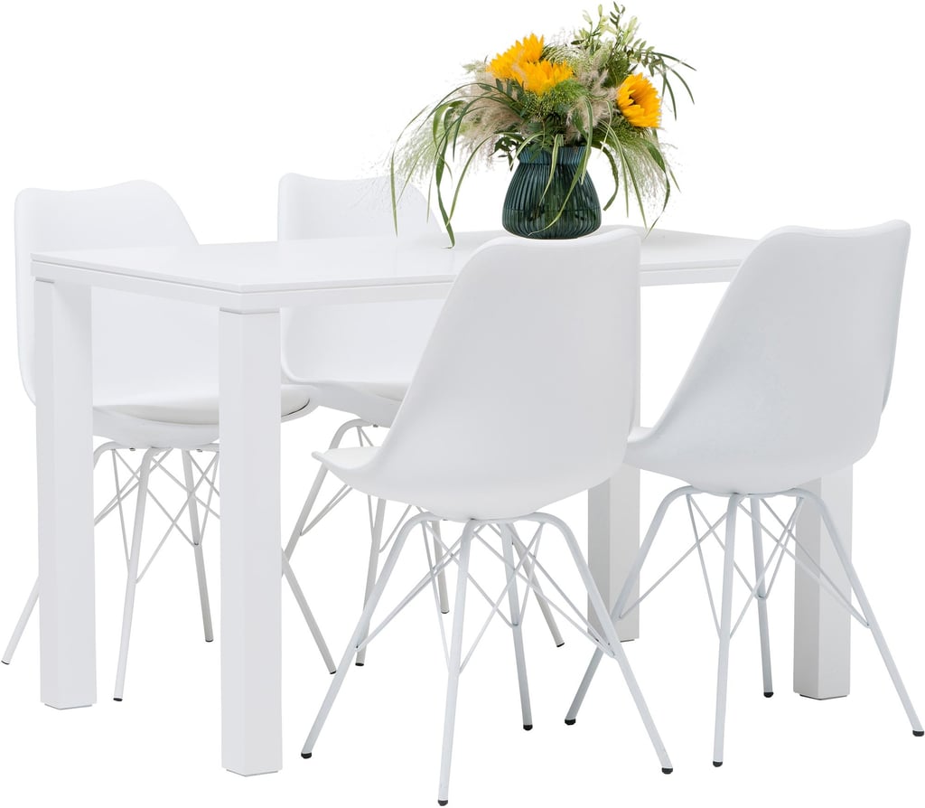 Nova & Concept White ruokailuryhmä 72x120 neljälle valkoinen: Tyylikäs Nova-ruokapöytä yhdistää modernin muotoilun ja käytännöllisyyden. Sopii täydellisesti ruokailutilaan neljälle. Kompakti ja elegantti vaihtoehto.