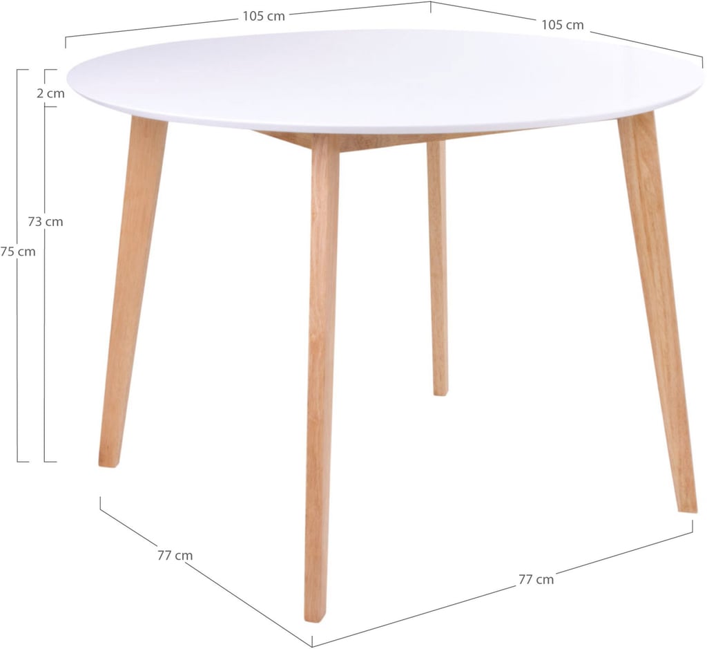 House Nordic Vojens ruokapöytä pyöreä 105cm, valkoinen / natural tammi