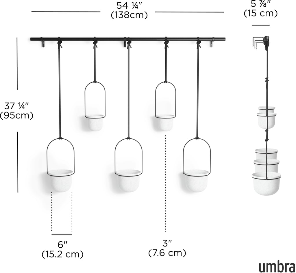 Umbra Triflora 5 kpl roikkuva kukkateline valkoinen/musta