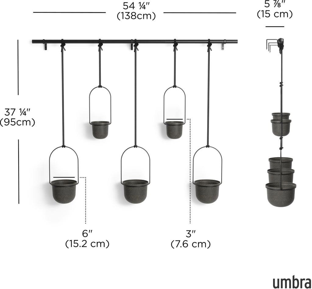 Umbra Triflora 5 kpl roikkuva kukkateline musta