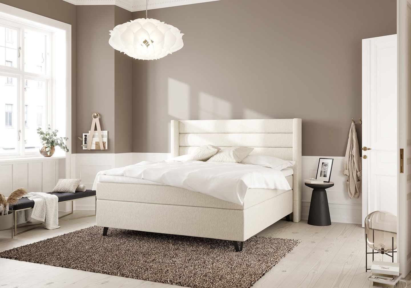 Wonderland Vip jenkkisänky 160x200 (extra hard) beige + Superior Hyperflex petauspatja + pääty