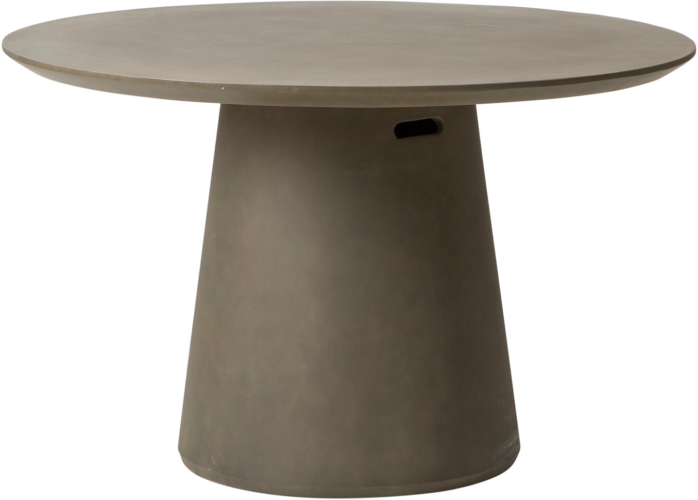 Skagen ruokapöytä pyöreä 120cm harmaa: Tyylikäs, 120 cm pyöreä ruokapöytä harmaasta kuitubetonista, täydellinen ulkoilmatiloihin, terassille tai parvekkeelle. Kestävä ja moderni valinta.