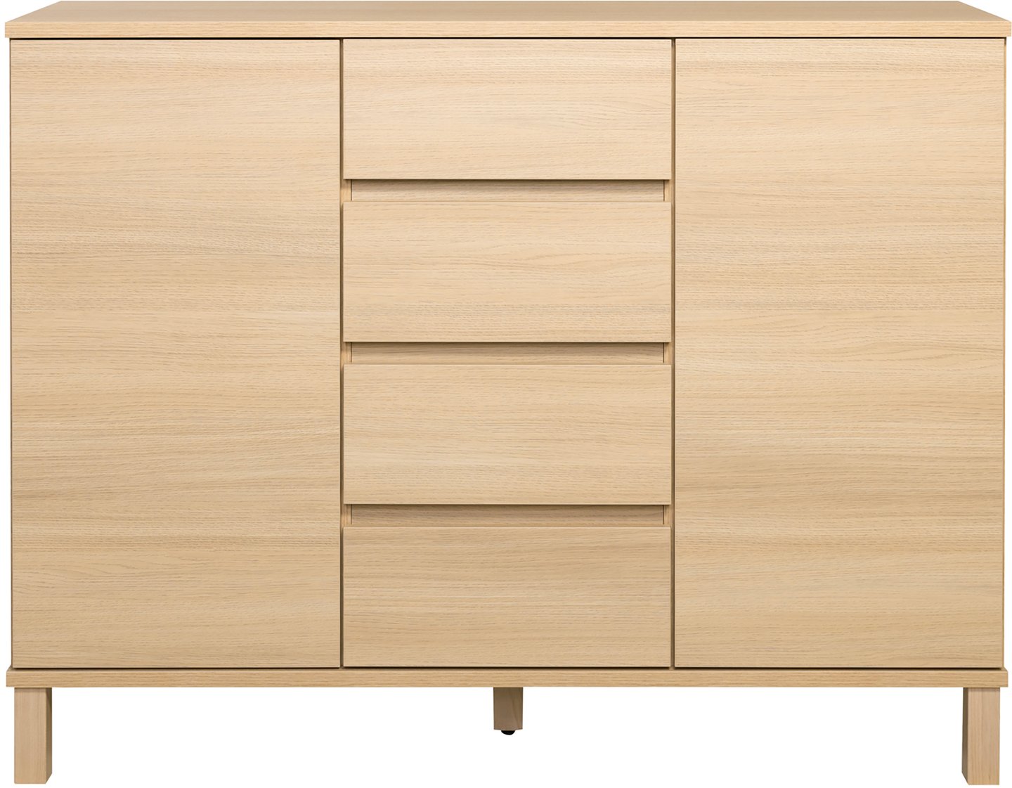 Sata korkea senkki nro 64. 138cm 2 ovea + 4ltk vaalea tammi, kantikas jalka