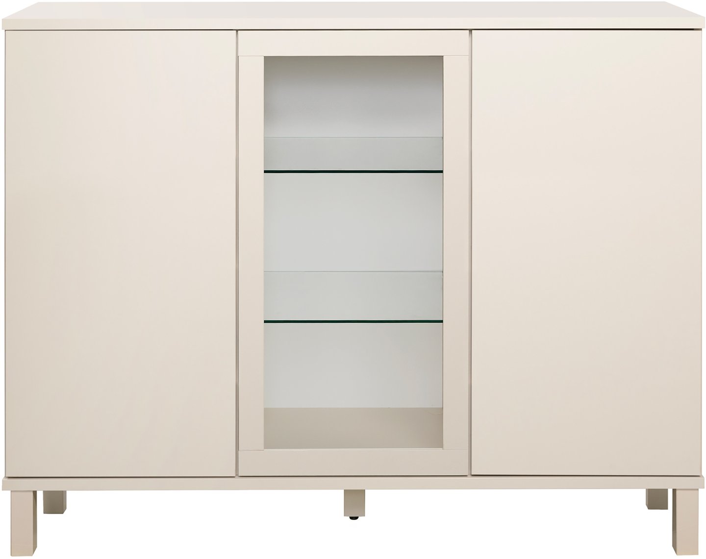 Sata korkea senkki nro 71. 138cm 1 lasiovi + 2 ovi greige, kantikas jalka