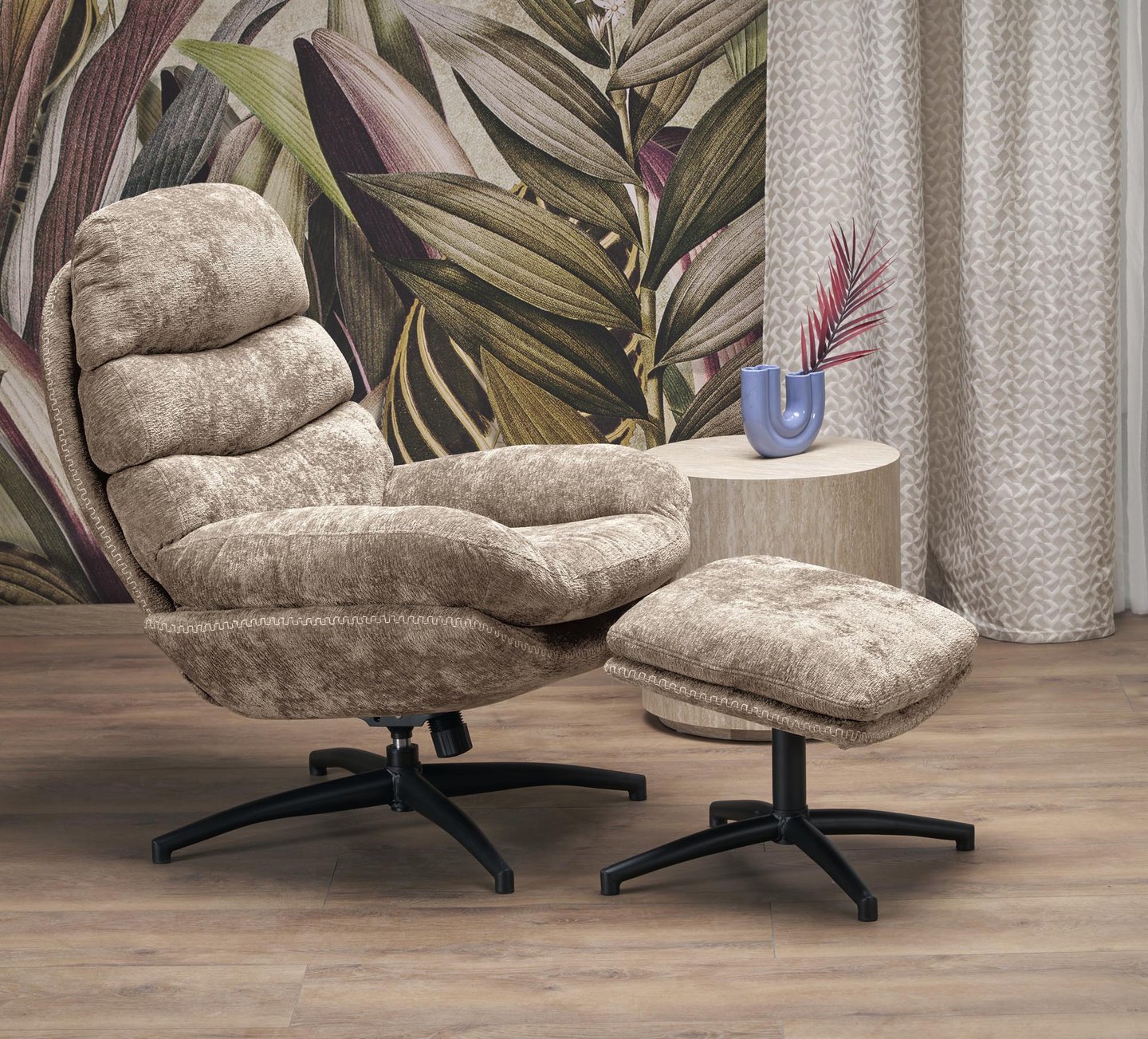 Ruben nojatuoli+rahi, beige