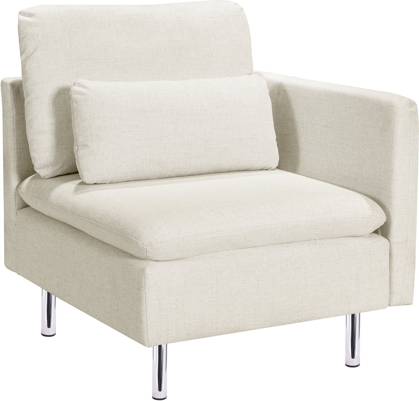 Lotti sohvan päätyosa (oikea) beige: Tyylikäs beige Lotti-kulmasohva, joka tuo mukavuutta olohuoneeseen. Moduulirakenteen ansiosta muunneltavissa eri tiloihin.