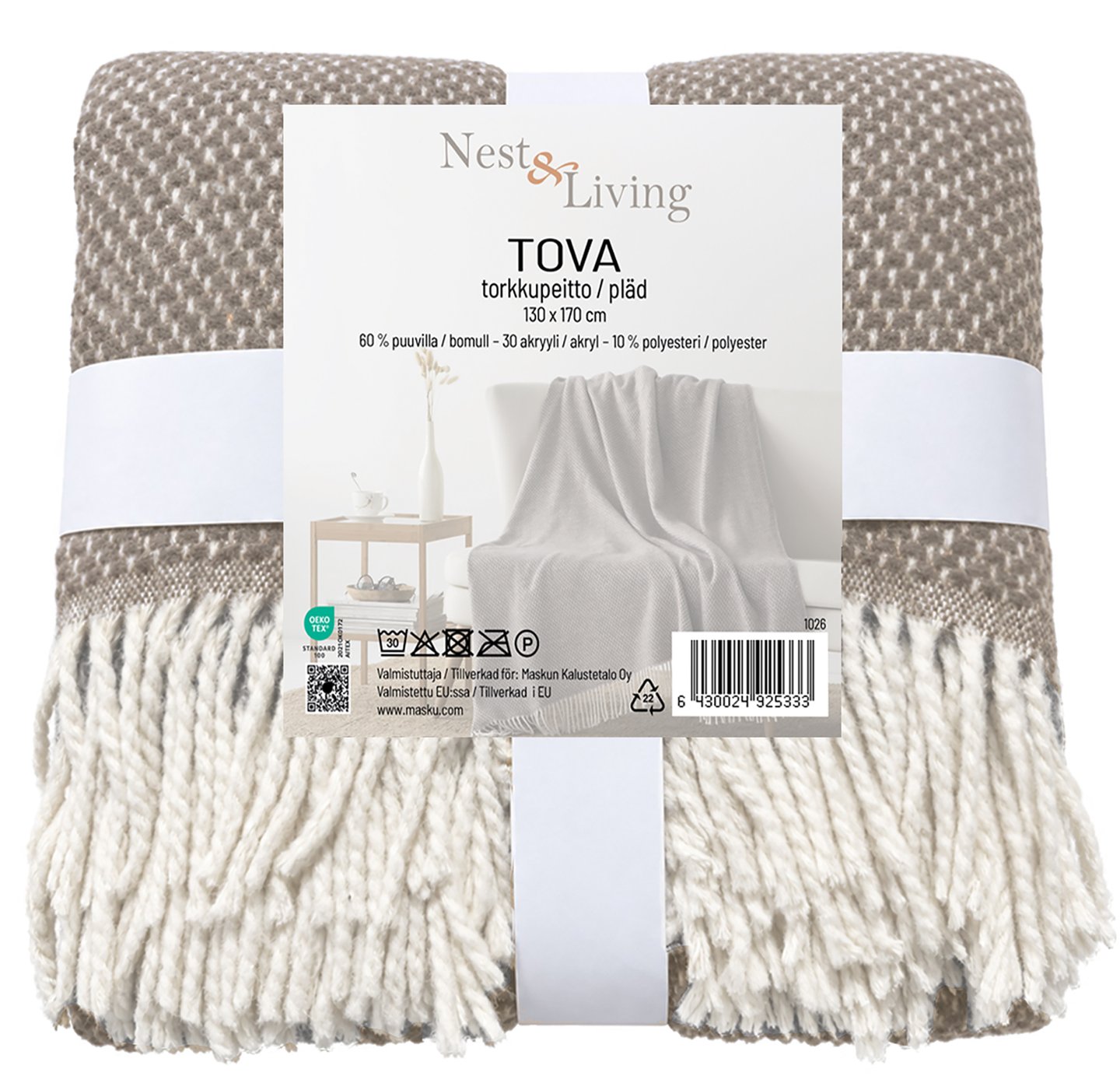 Tova torkkupeitto 130x170 cm ruskea