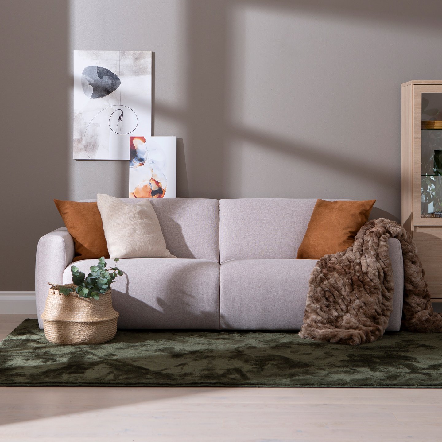 Basel 3-istuttava sohva (220cm) Austin 02 beige