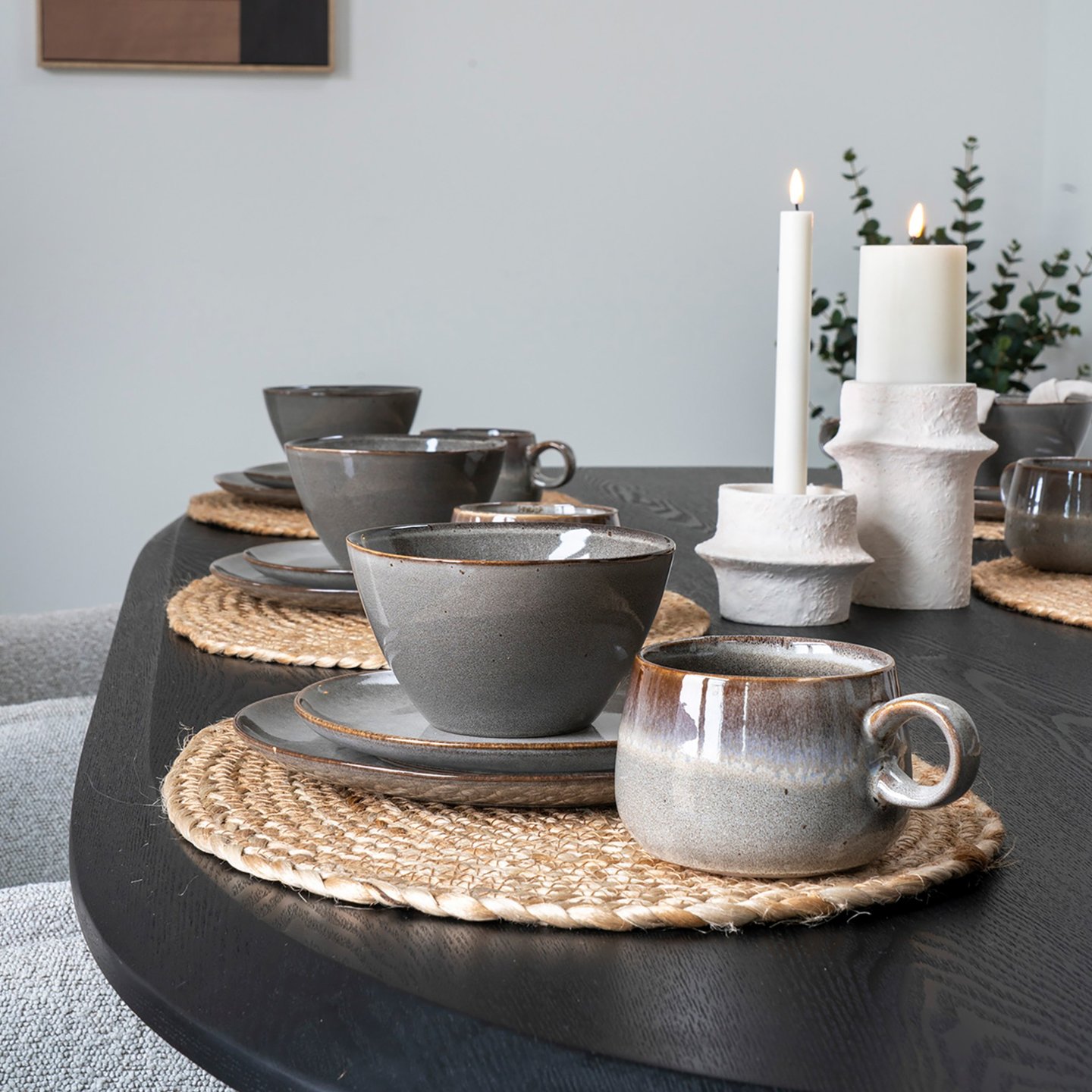 House Nordic Selma kulhot (4kpl setti) 15x9cm harmaa/ruskea