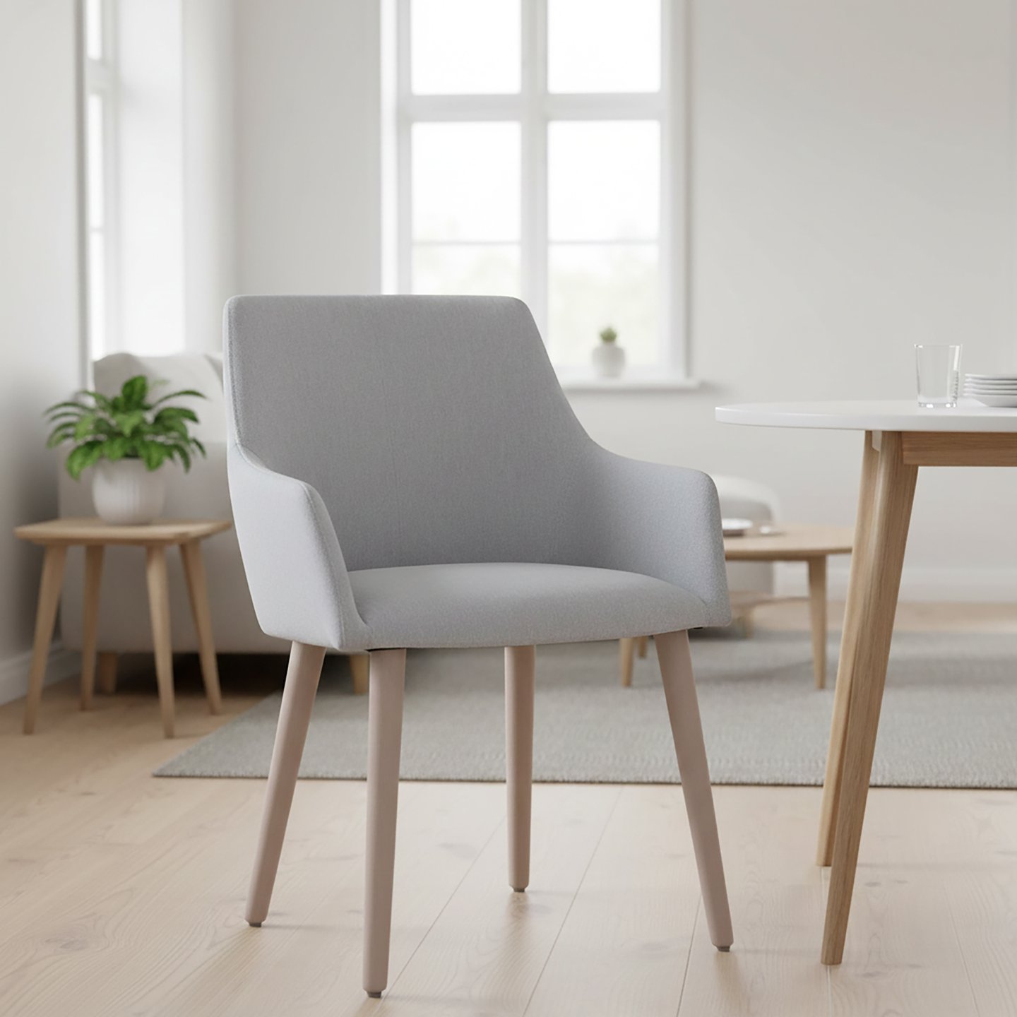 Sandvik ruokapöydän tuoli, nordic koivu runko / Gemma 01 beige verhoilu