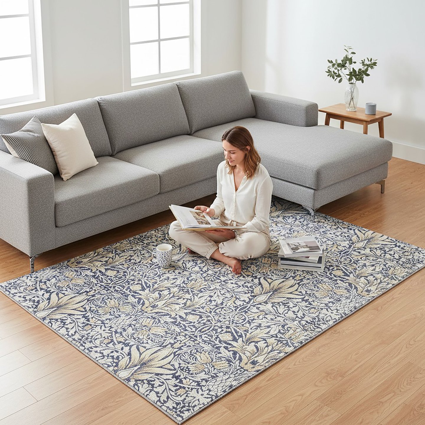 Floris matto 160x230 cm sininen