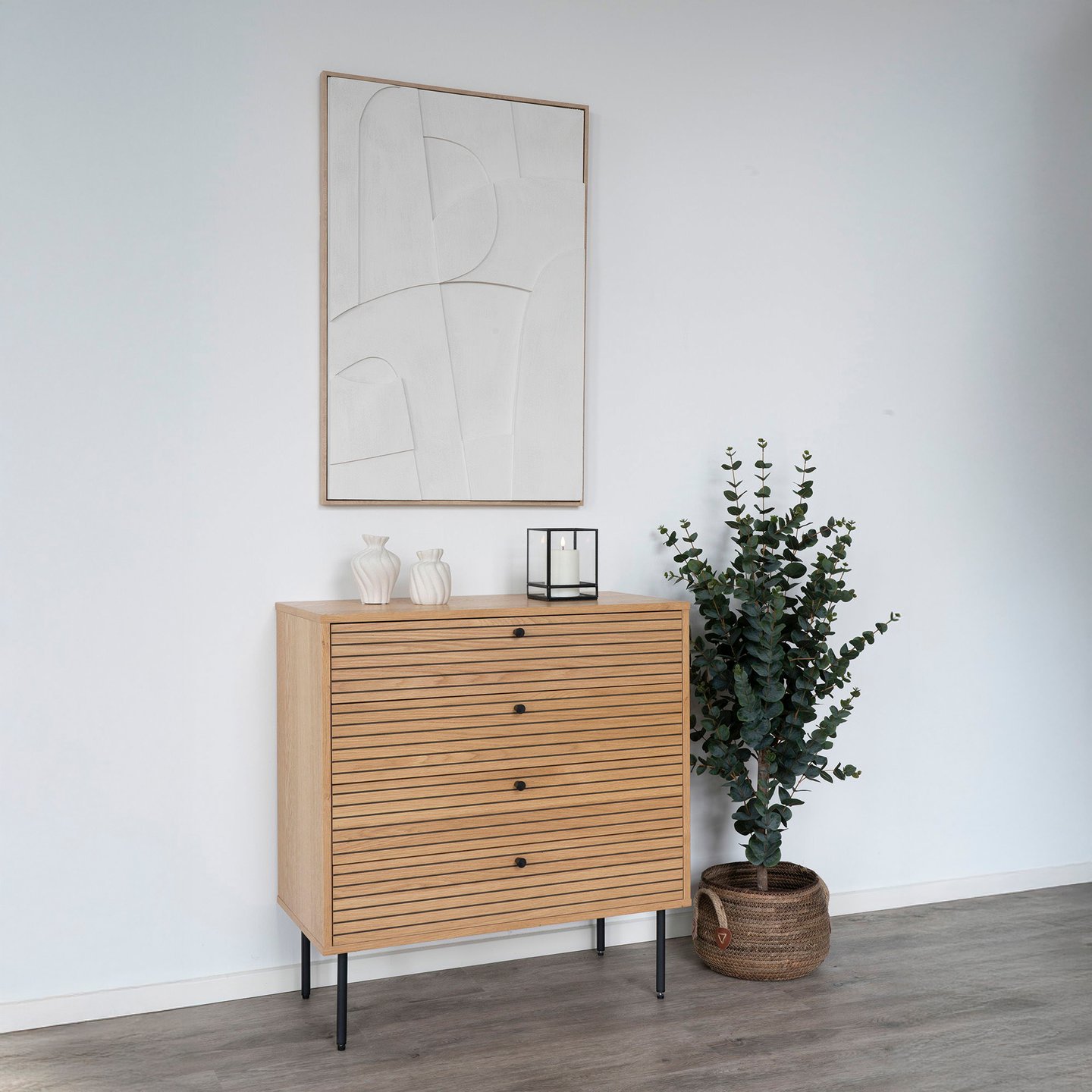 House Nordic Kyoto lipasto 80x40x85, natural tammiviilu / mustat jalat