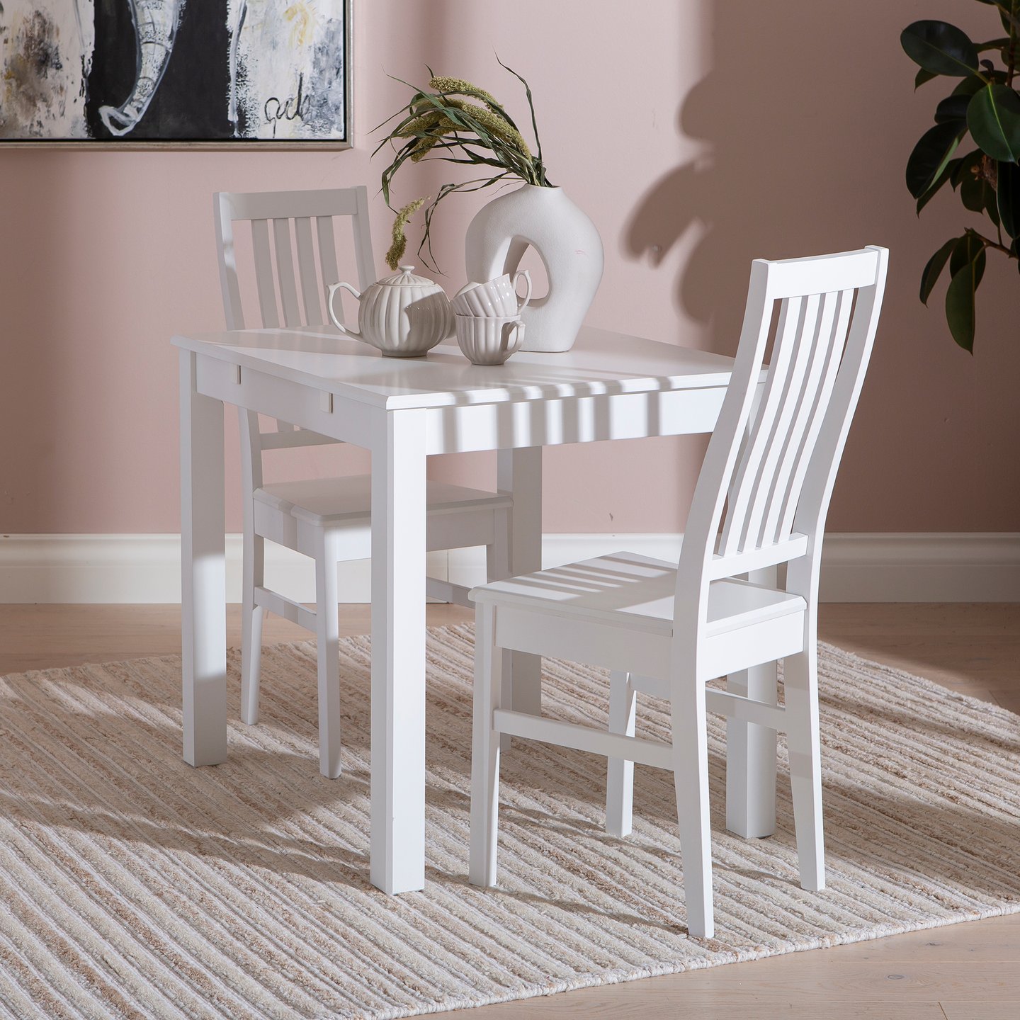 Hovi ruokailuryhmä 70x85 kahdelle, valkoinen