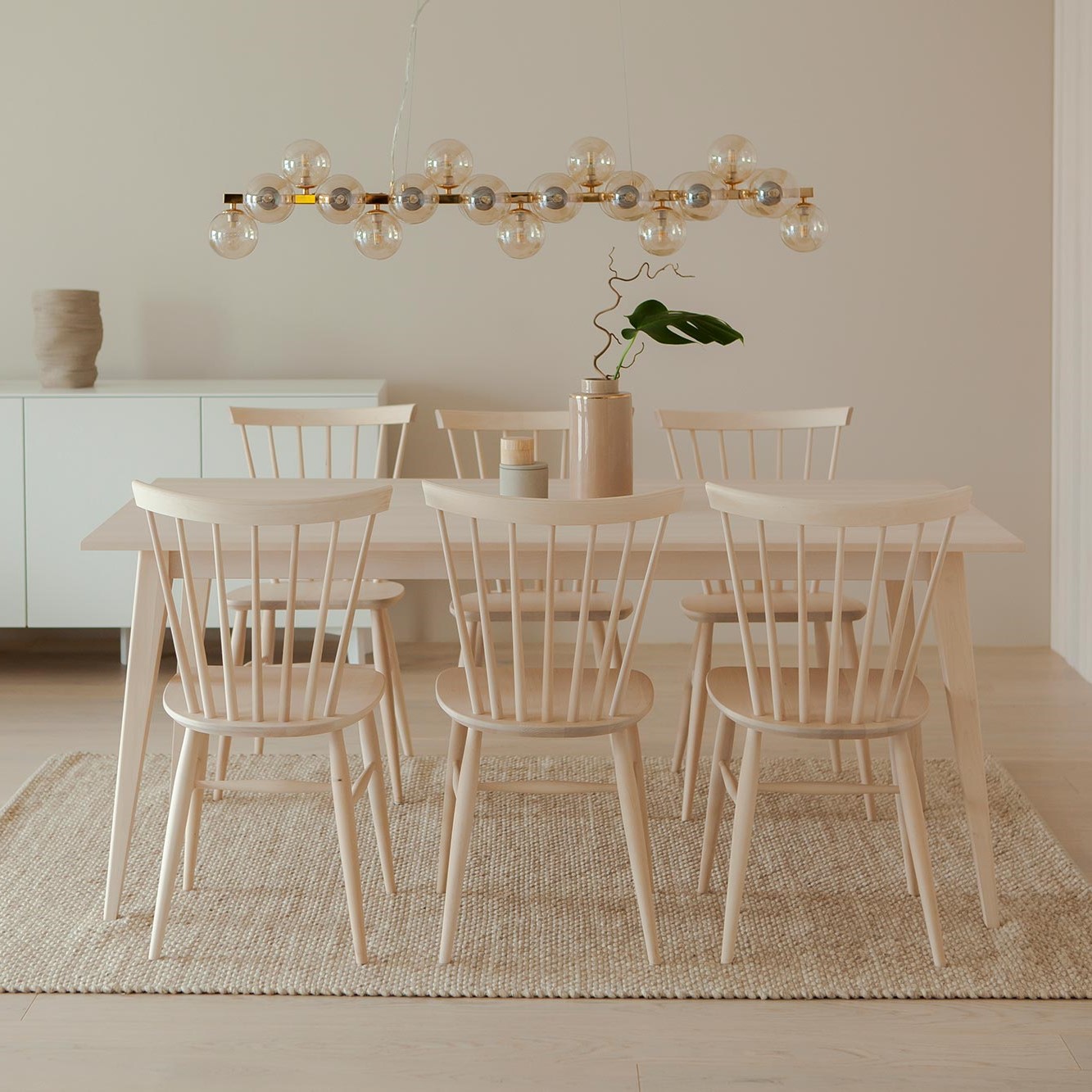 Klassikko ruokailuryhmä 90x175 kuudelle nordic koivu