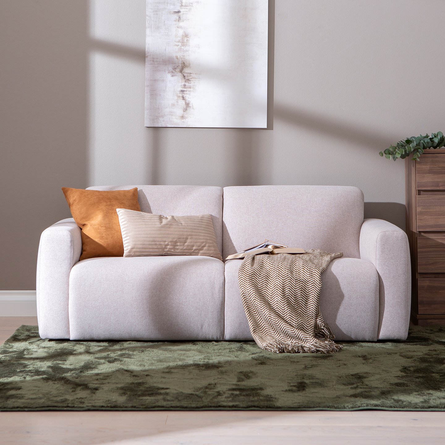 Basel 2-istuttava sohva (KN+B+KN, 192cm) Austin 02 beige