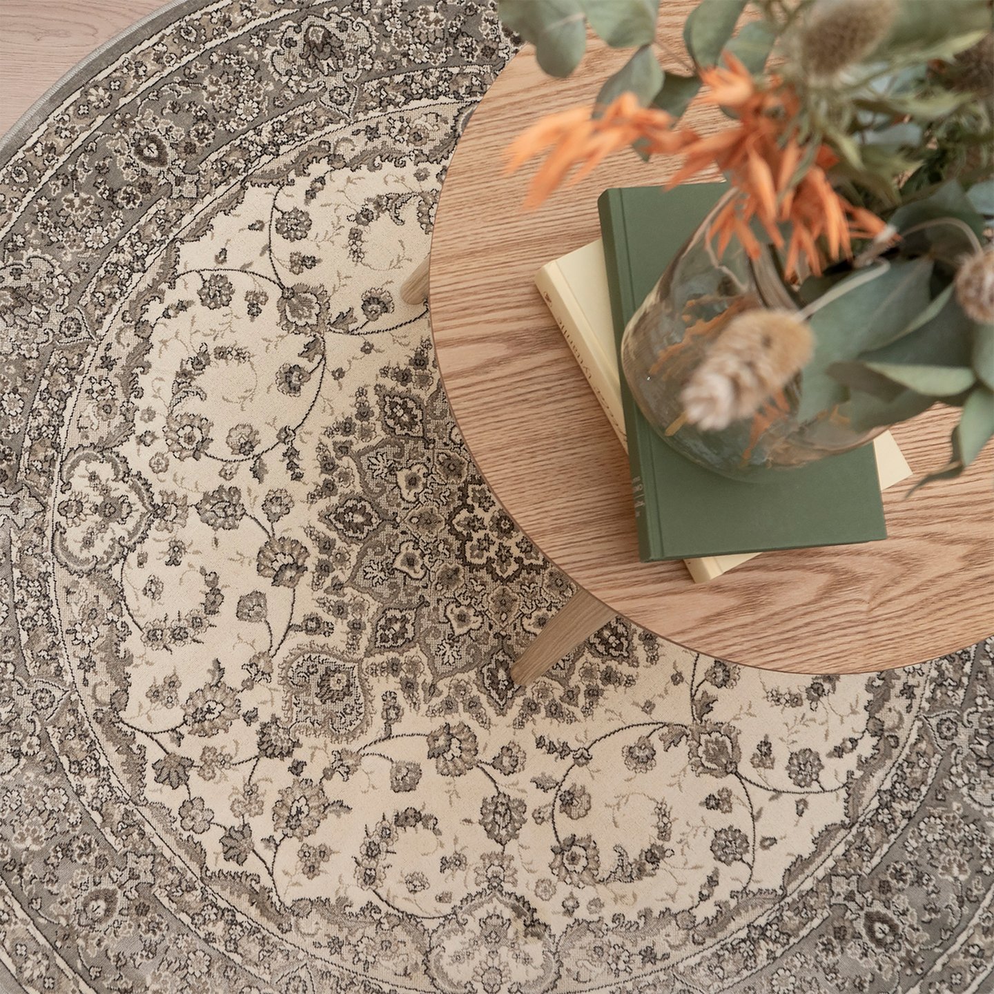 Royal palace matto ø100 cm harmaa/beige