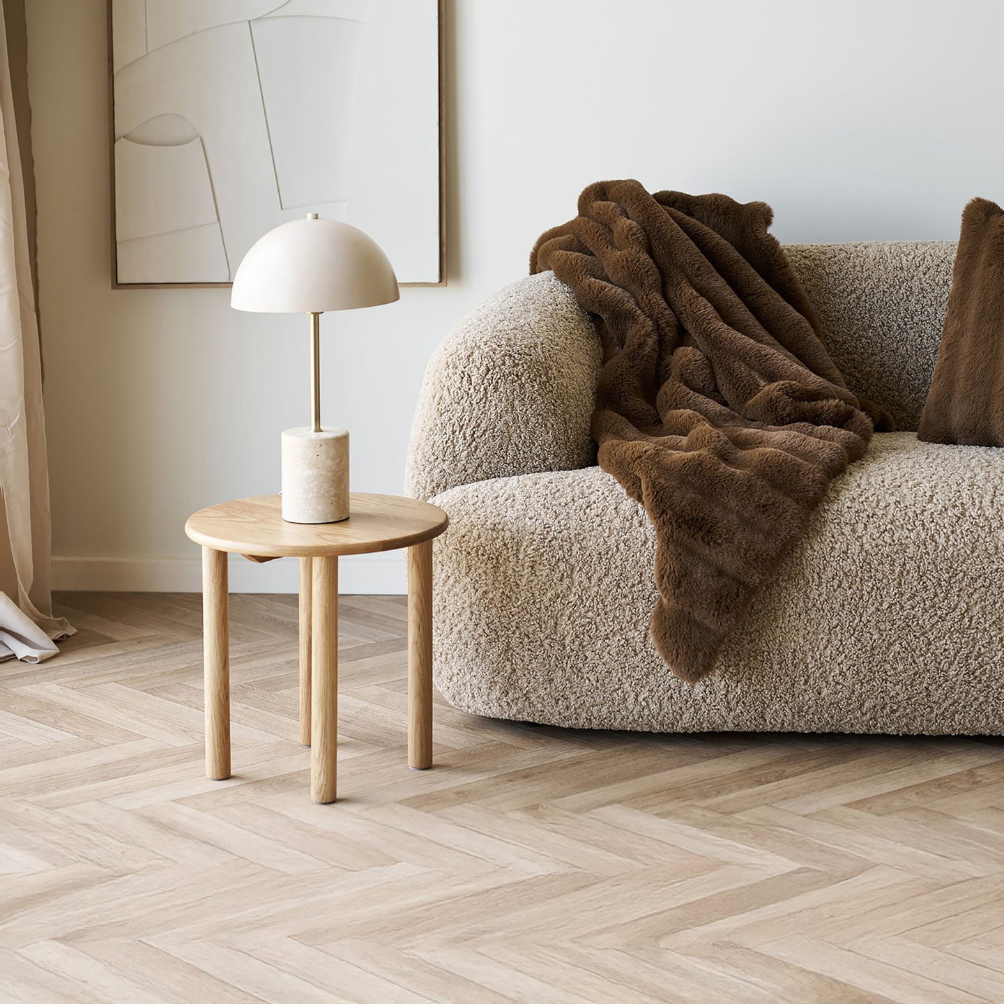 House Nordic Jena sivupöytä pyöreä 40cm, natural tammi