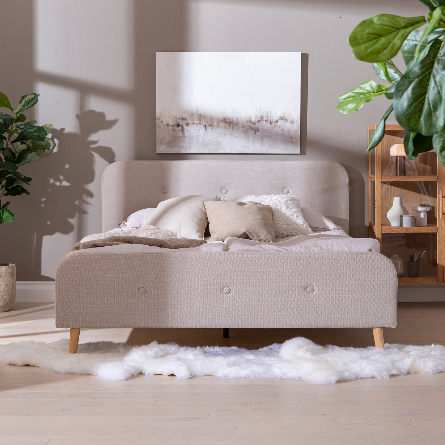 Hemma & Moon Silver verhoiltu sänky 160x200 beige