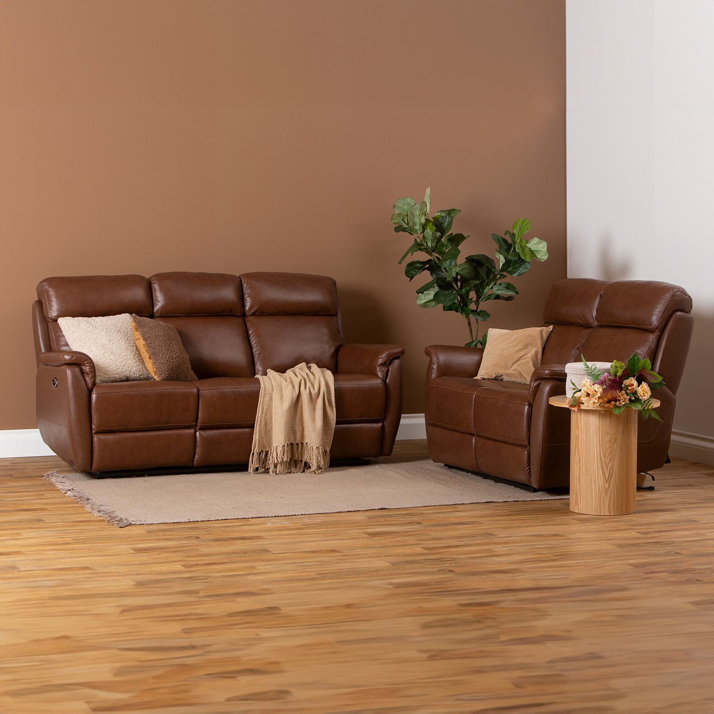 Loungea Colorado sohvakalusto 3+2 ruskea nahka/kn